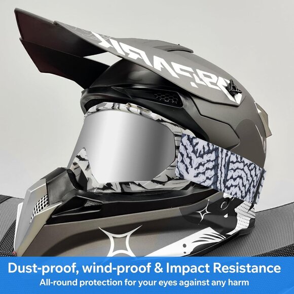 Dirt Bike Goggles Polarized MX Helmet ATV Motocross Off Road Ski Anti Fog UV - Picture 2 of 4